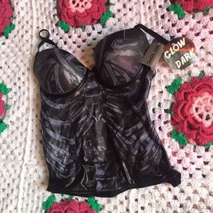 NWT Hot Topic glow in dark skeleton bustier 36D